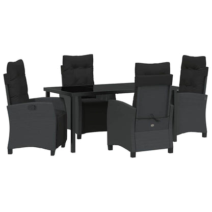 Set da Pranzo per Giardino 5 pcs Nero polyrattan - homemem39