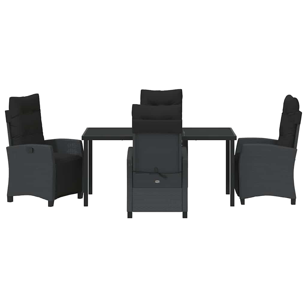 Set da Pranzo per Giardino 5 pcs Nero polyrattan - homemem39