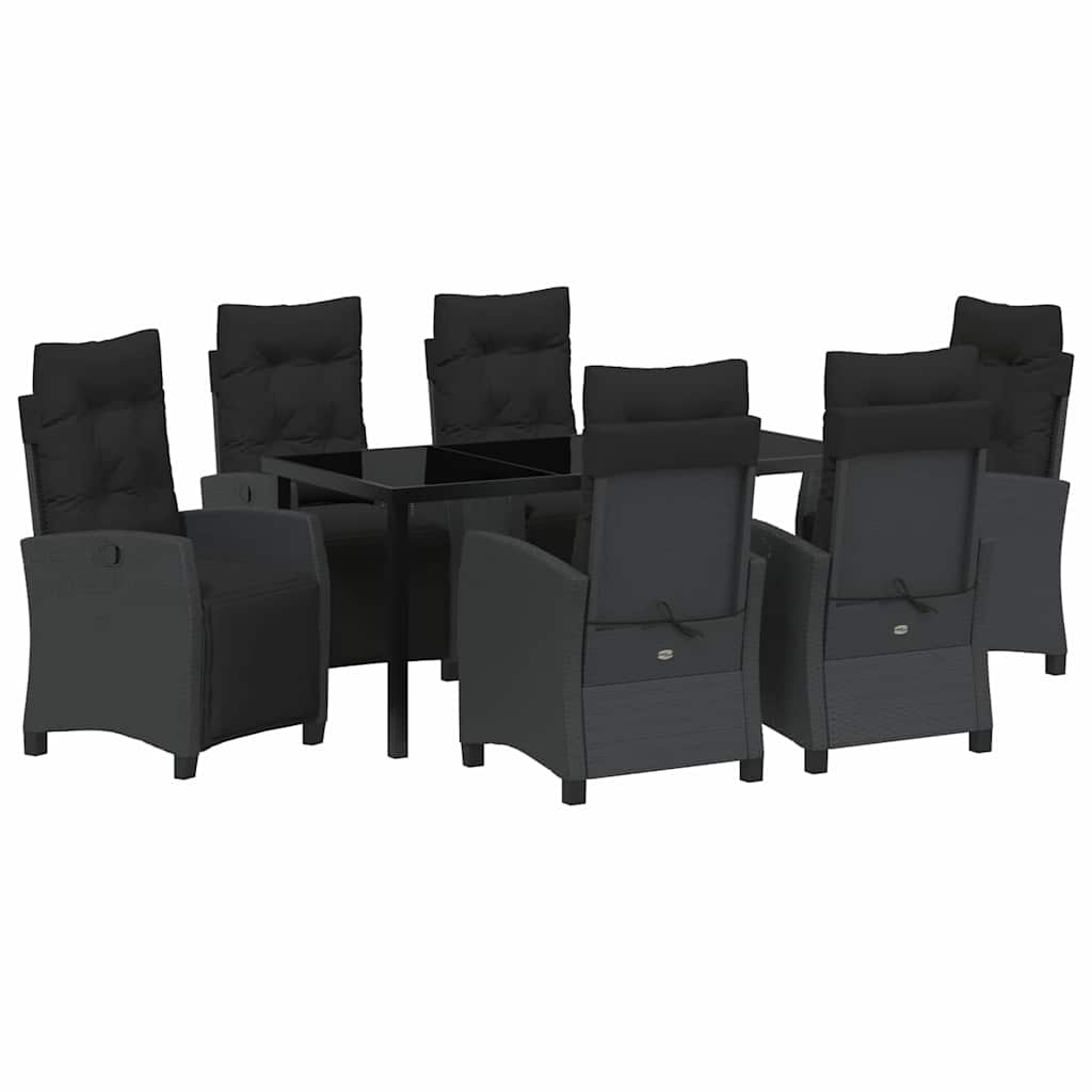 Set da Pranzo per Giardino 7 pcs Nero polyrattan - homemem39