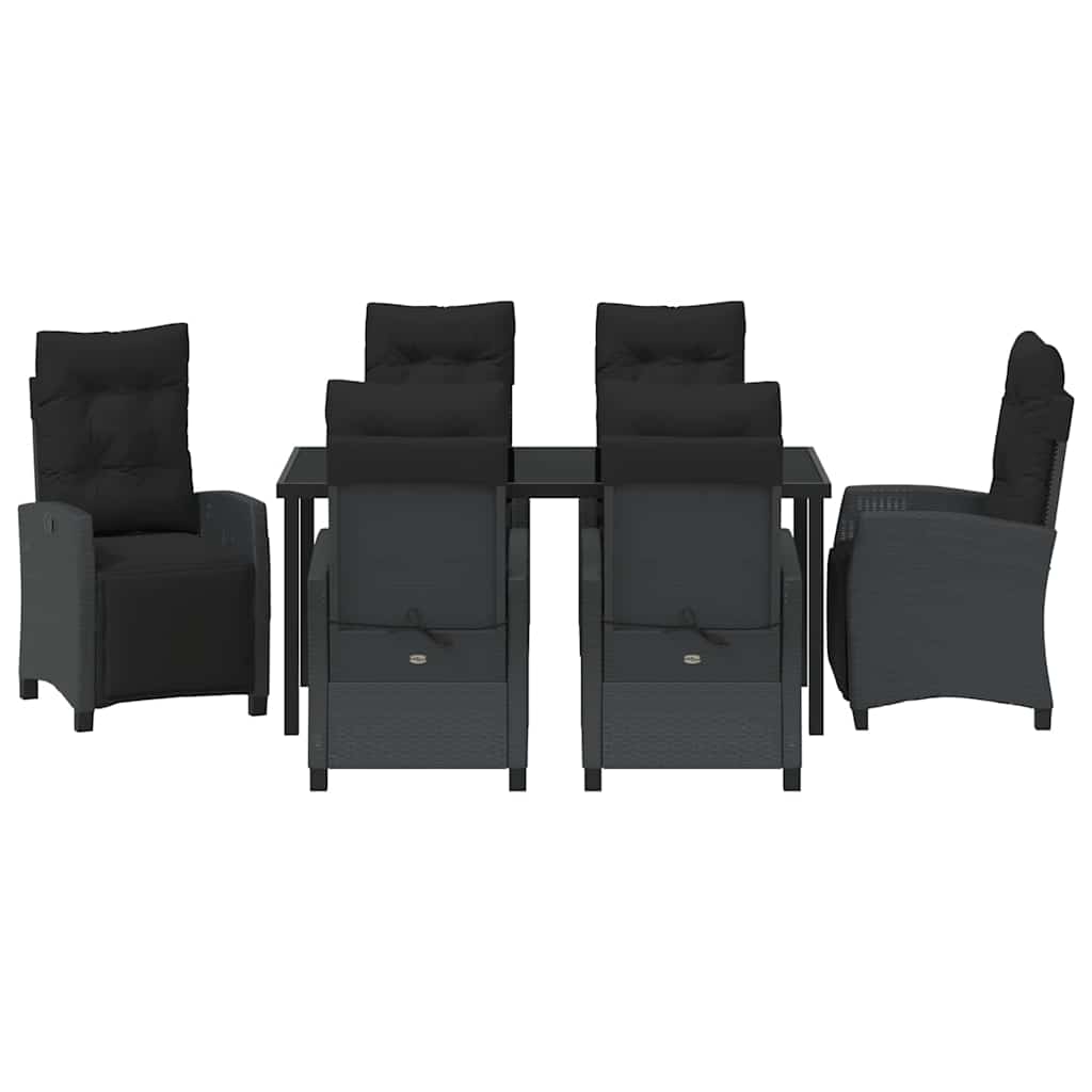 Set da Pranzo per Giardino 7 pcs Nero polyrattan - homemem39