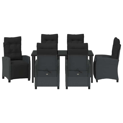 Set da Pranzo per Giardino 7 pcs Nero polyrattan - homemem39