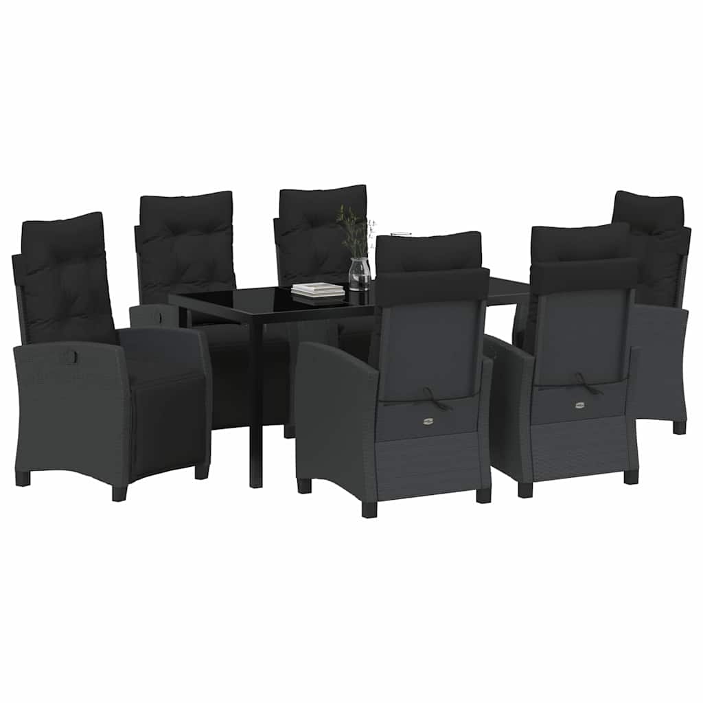 Set da Pranzo per Giardino 7 pcs Nero polyrattan - homemem39