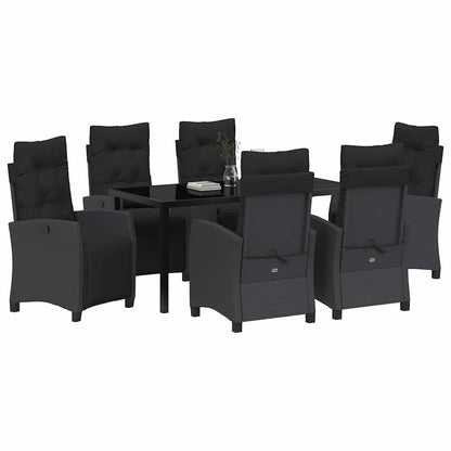 Set da Pranzo per Giardino 7 pcs Nero polyrattan - homemem39