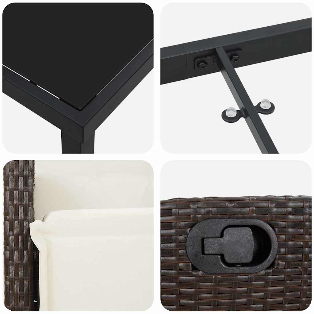 Set da Pranzo per Giardino 3 pcs Marrone polyrattan - homemem39