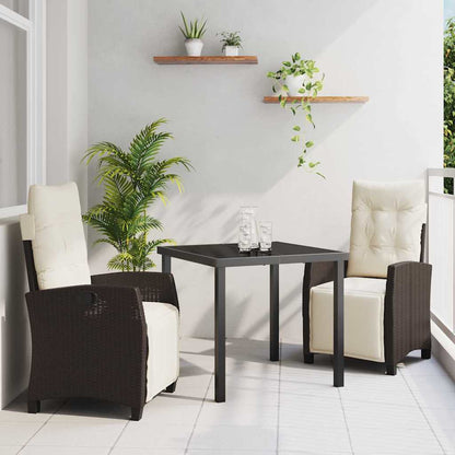 Set da Pranzo per Giardino 3 pcs Marrone polyrattan - homemem39
