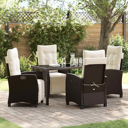 Set da Pranzo per Giardino 5 pcs Marrone polyrattan - homemem39