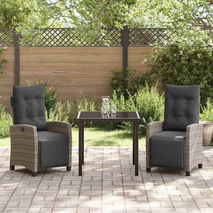 Set da Pranzo per Giardino 3 pcs Grigio polyrattan - homemem39