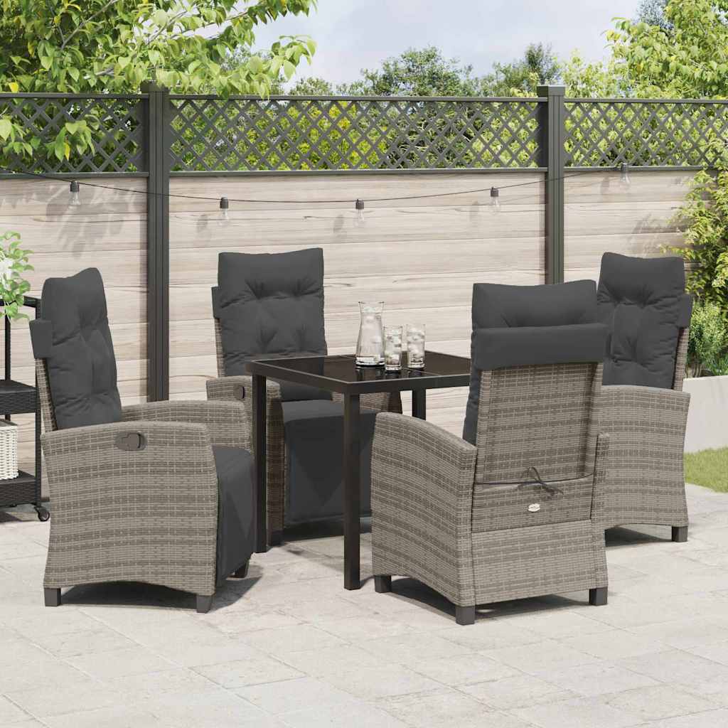 Set da Pranzo per Giardino 5 pcs Grigio polyrattan - homemem39