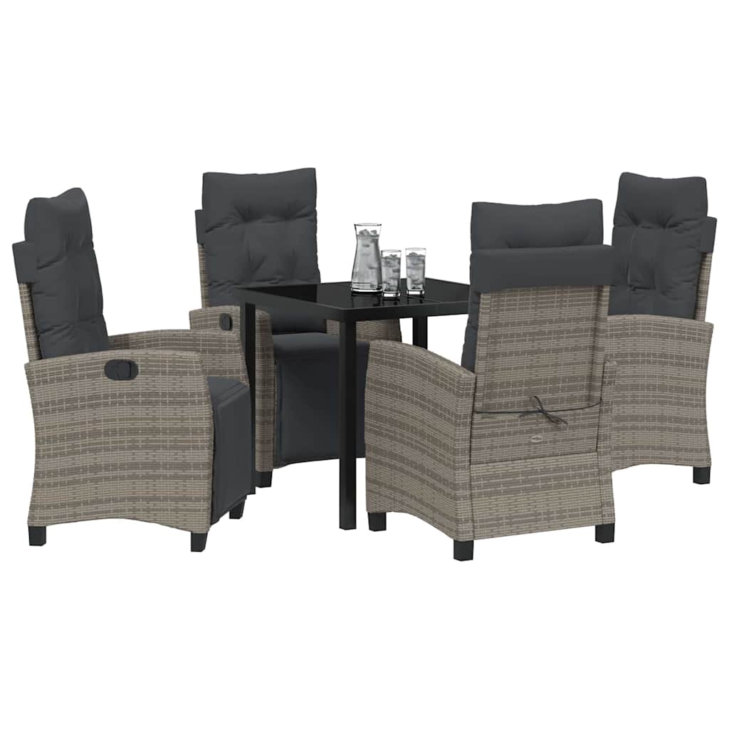 Set da Pranzo per Giardino 5 pcs Grigio polyrattan - homemem39