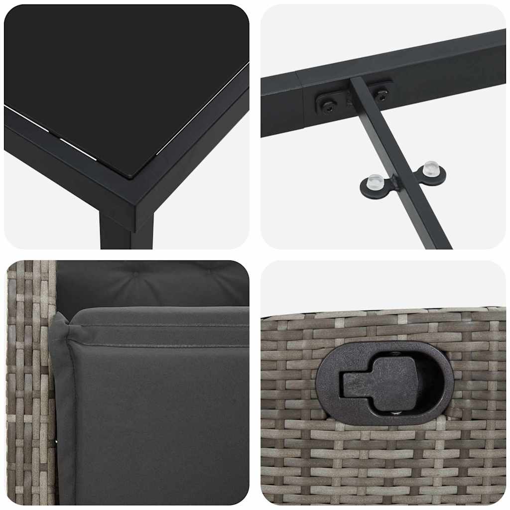 Set da Pranzo per Giardino 5 pcs Grigio polyrattan - homemem39