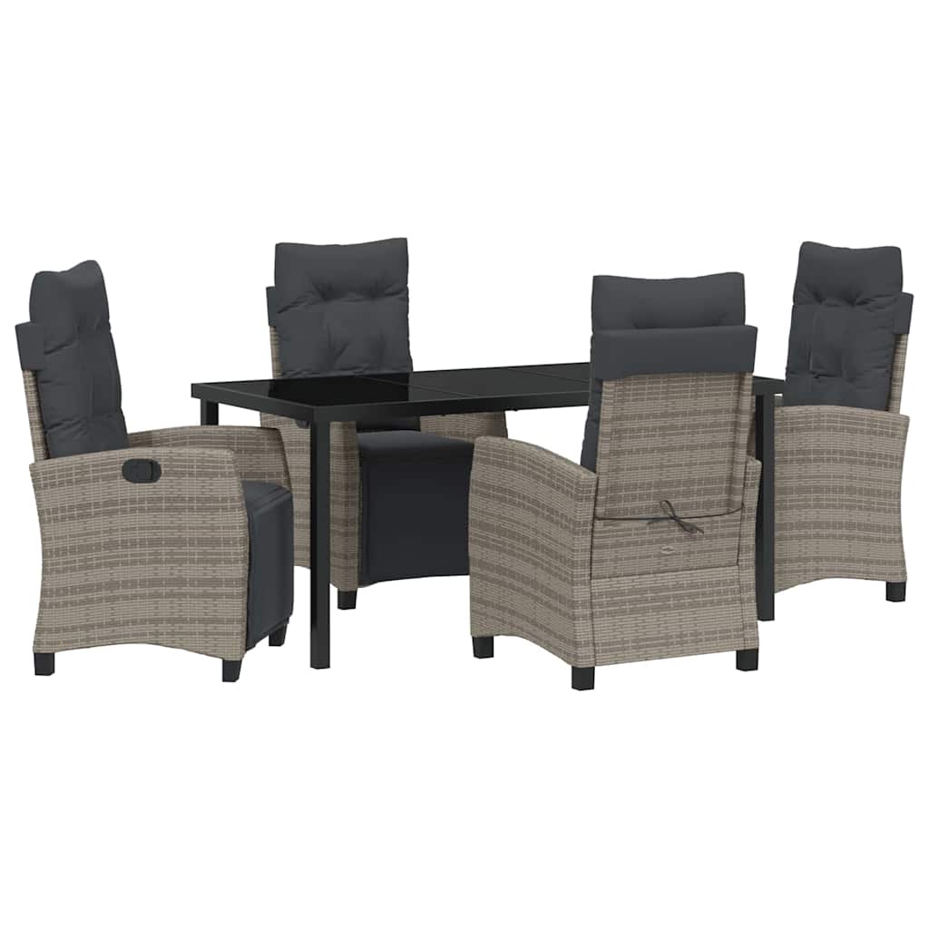 Set da Pranzo per Giardino 5 pcs Grigio polyrattan - homemem39