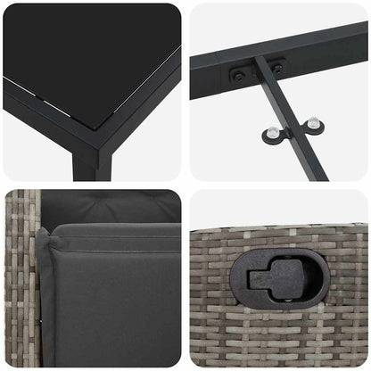 Set da Pranzo per Giardino 7 pcs Grigio polyrattan - homemem39