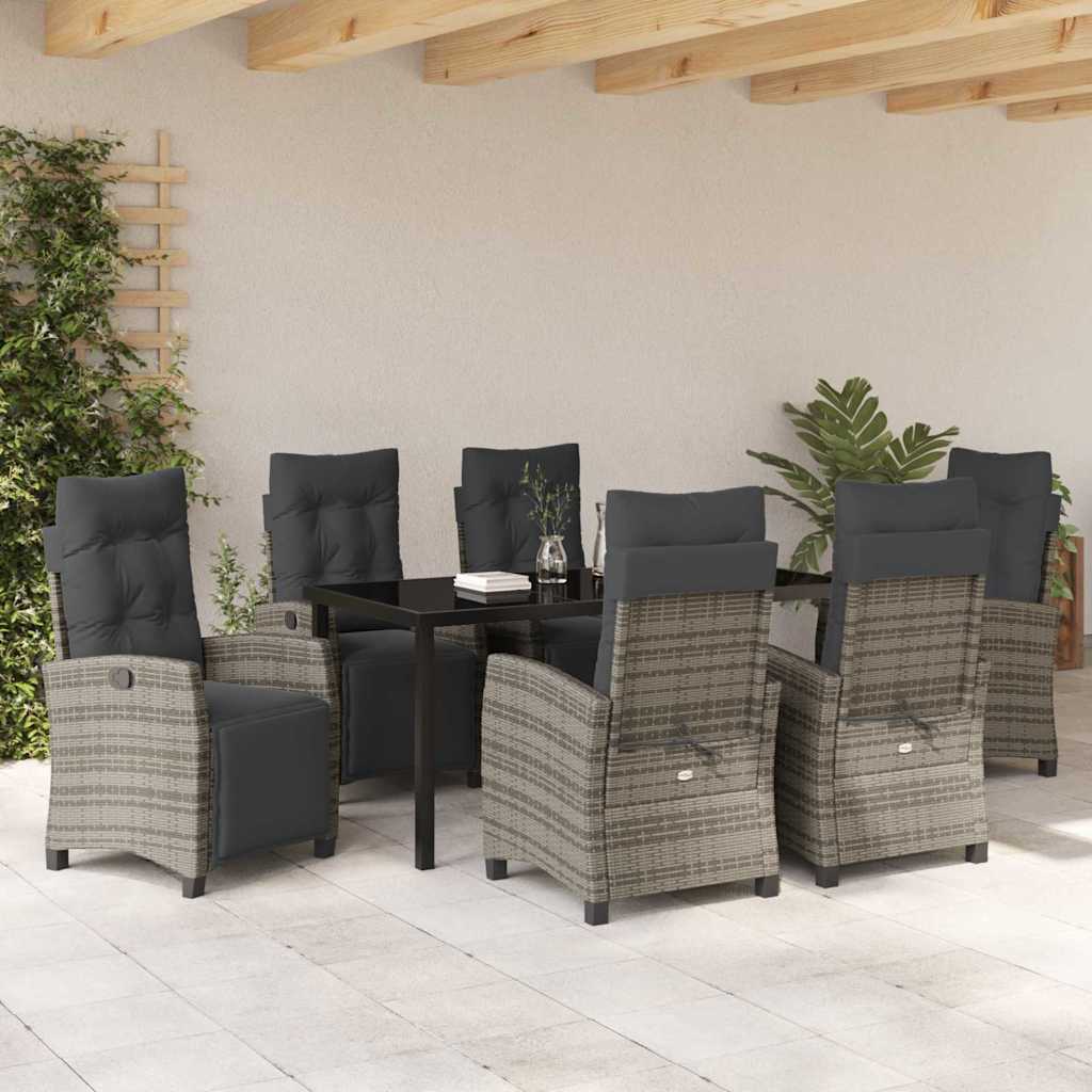 Set da Pranzo per Giardino 7 pcs Grigio polyrattan - homemem39