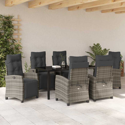 Set da Pranzo per Giardino 7 pcs Grigio polyrattan - homemem39