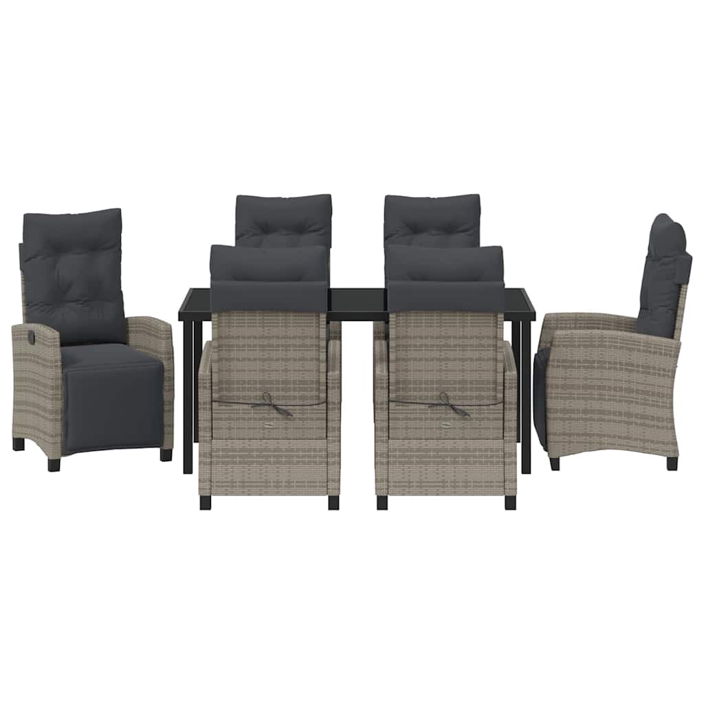 Set da Pranzo per Giardino 7 pcs Grigio polyrattan - homemem39