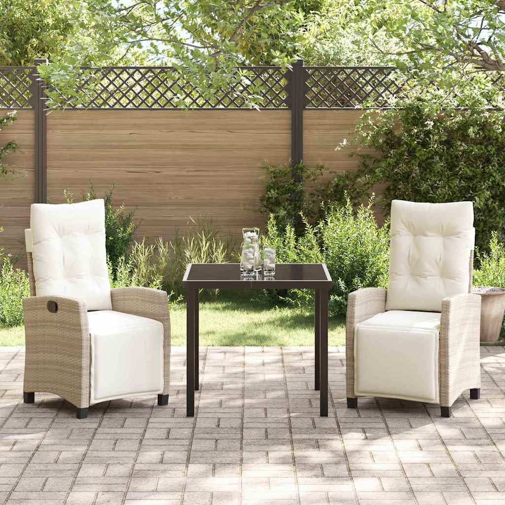 Set da Pranzo per Giardino 3 pcs Beige polyrattan - homemem39