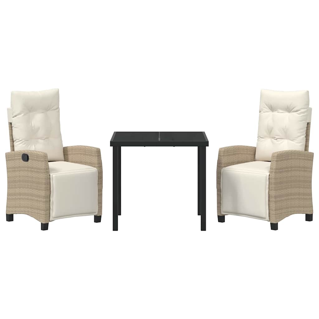 Set da Pranzo per Giardino 3 pcs Beige polyrattan - homemem39