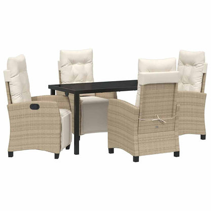 Set da Pranzo per Giardino con cuscino 5 pcs Beige polyrattan | homemem39