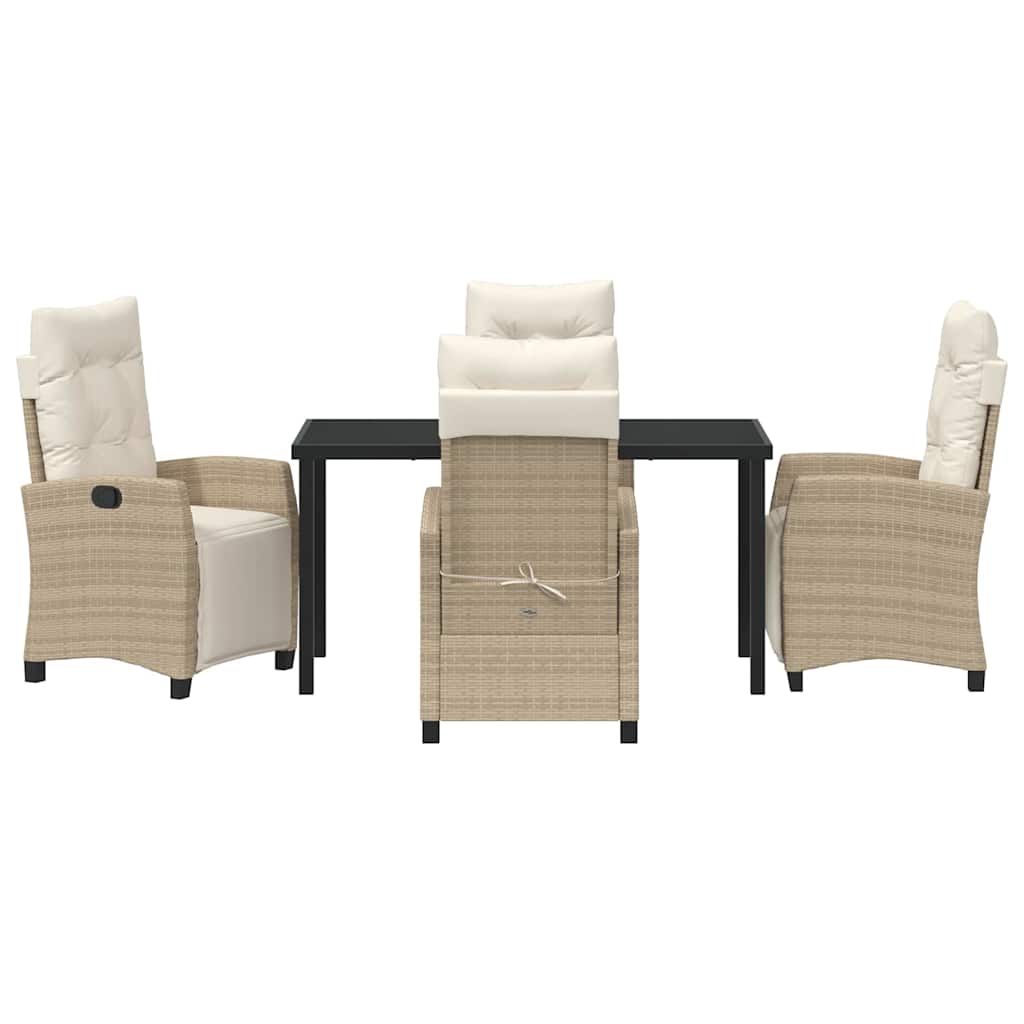 Set da Pranzo per Giardino con cuscino 5 pcs Beige polyrattan | homemem39