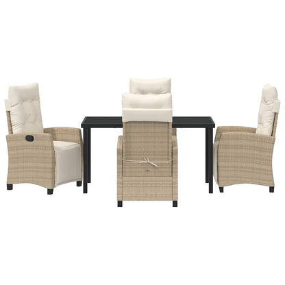 Set da Pranzo per Giardino con cuscino 5 pcs Beige polyrattan | homemem39