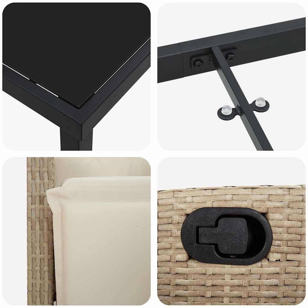 Set da Pranzo per Giardino 5 pcs Beige polyrattan - homemem39