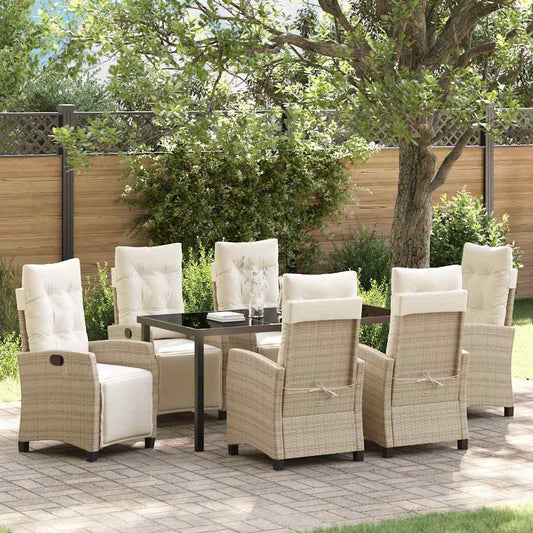 Set da Pranzo per Giardino 7 pcs Beige polyrattan - homemem39