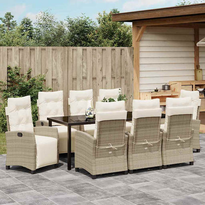 Set da Pranzo per Giardino con cuscino 9 pcs Beige polyrattan | homemem39