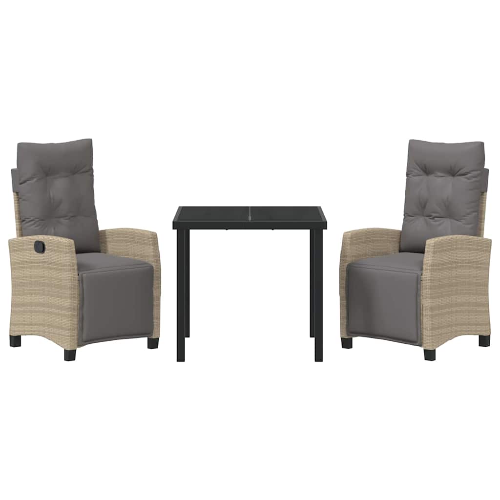 Set da Pranzo per Giardino 3 pcs Beige polyrattan - homemem39