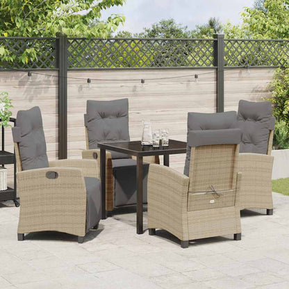Set da Pranzo per Giardino con cuscino 5 pcs Beige polyrattan