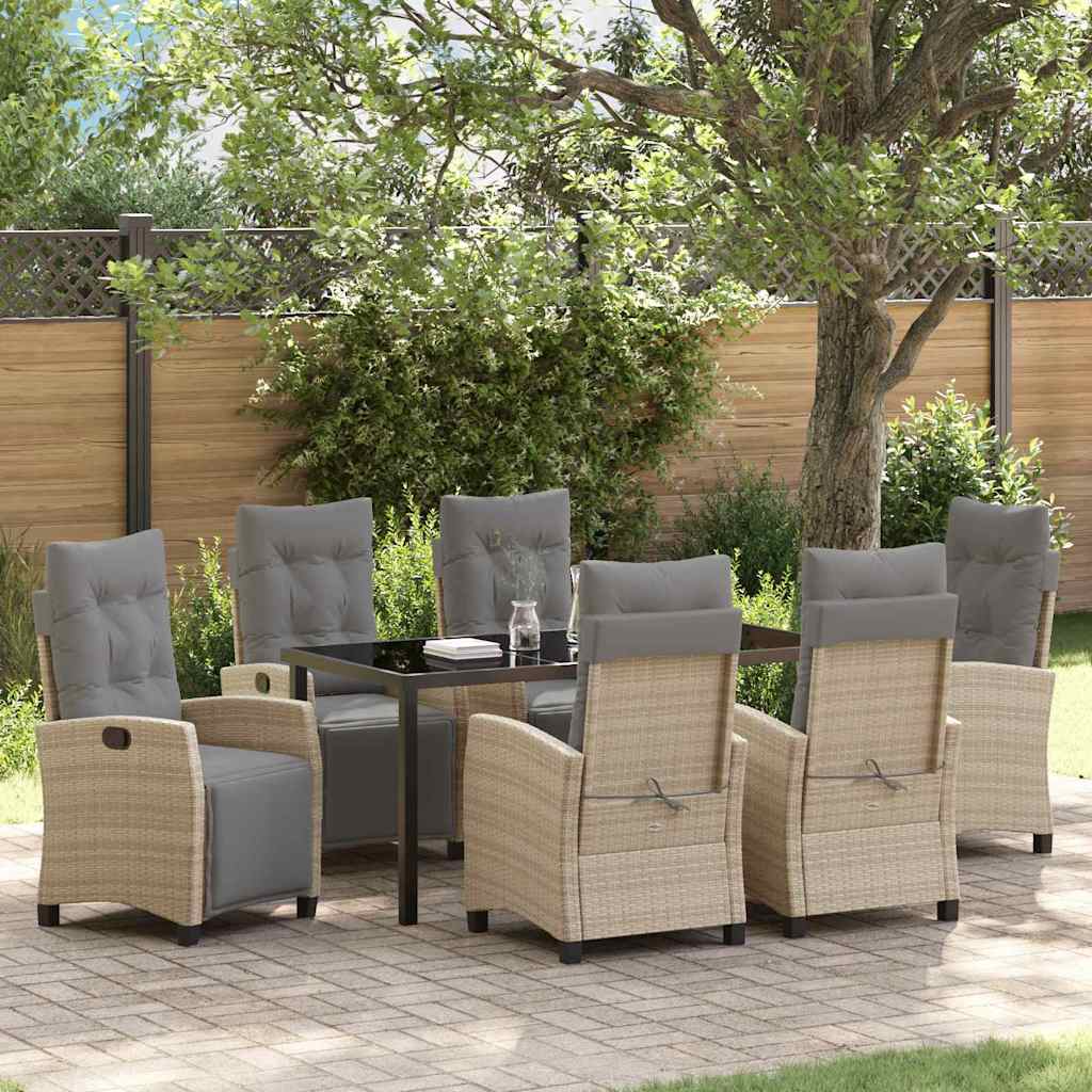 Set da Pranzo per Giardino 7 pcs Beige polyrattan - homemem39