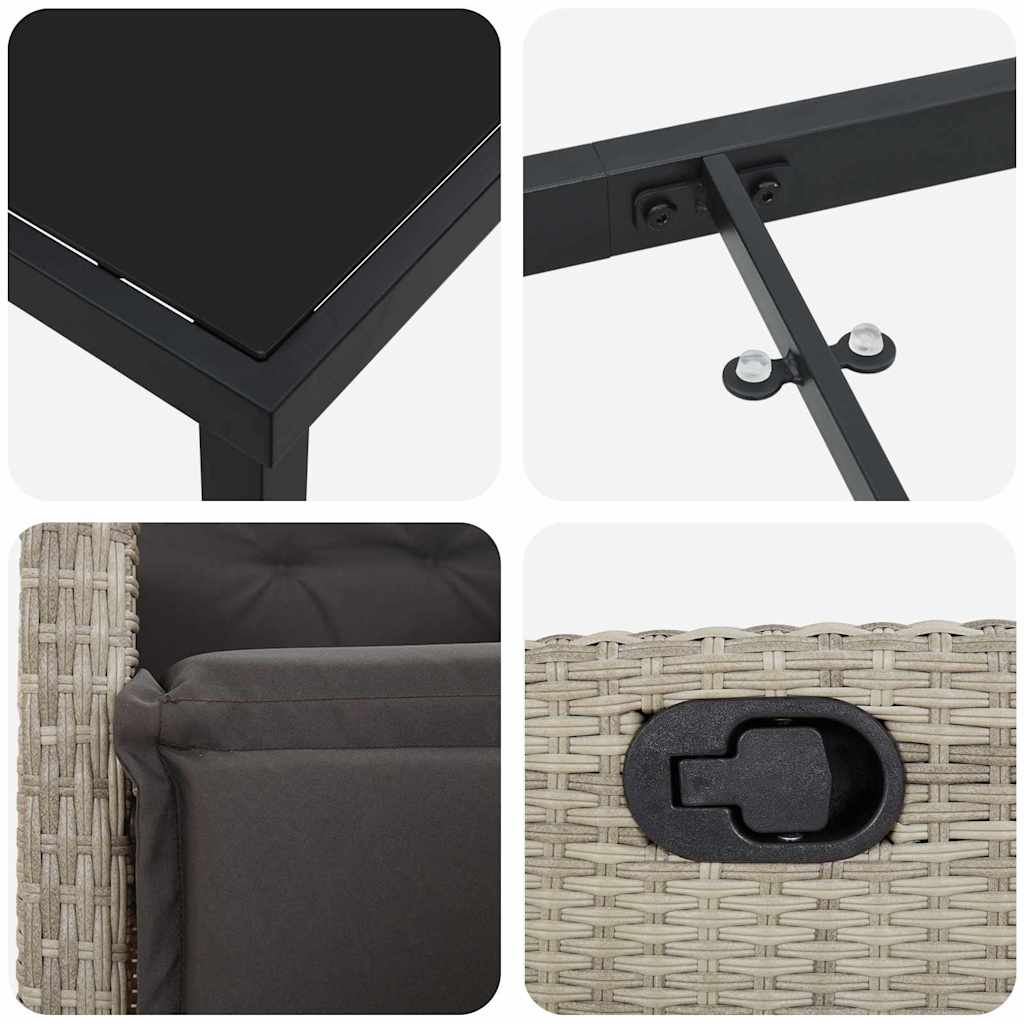 Set da Pranzo per Giardino 3 pcs Grigio chiaro polyrattan - homemem39