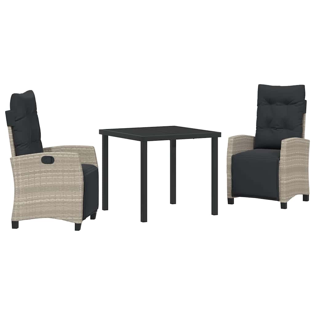 Set da Pranzo per Giardino 3 pcs Grigio chiaro polyrattan - homemem39