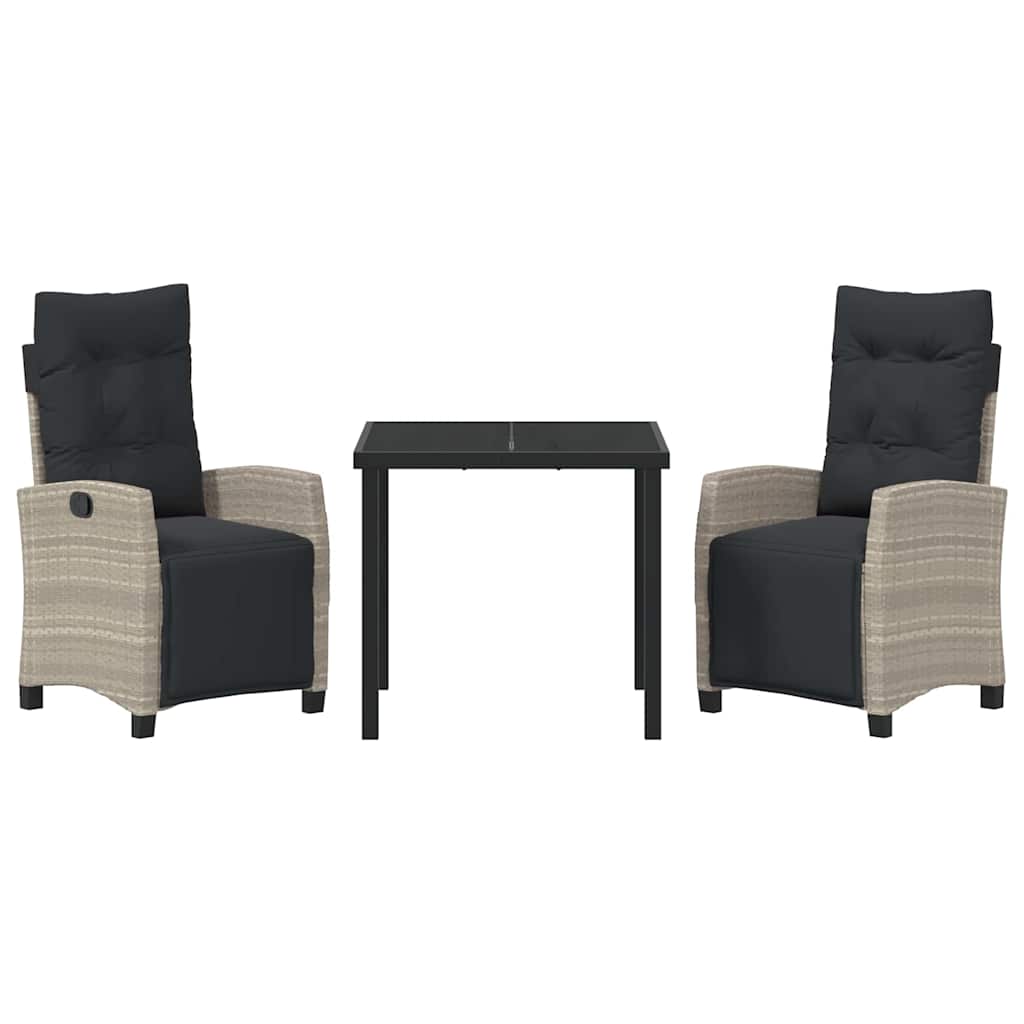 Set da Pranzo per Giardino 3 pcs Grigio chiaro polyrattan - homemem39