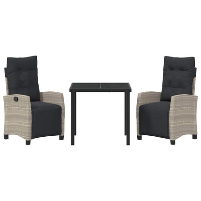 Set da Pranzo per Giardino 3 pcs Grigio chiaro polyrattan - homemem39