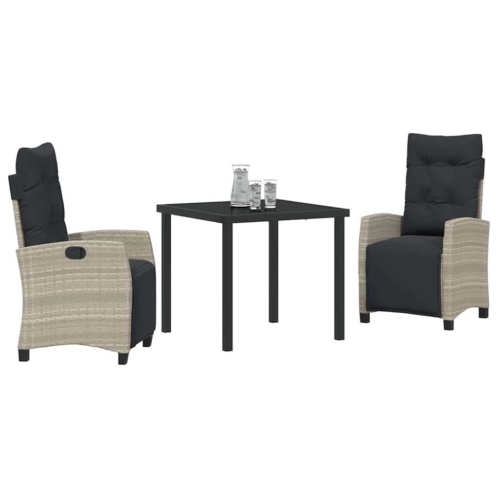 Set da Pranzo per Giardino 3 pcs Grigio chiaro polyrattan - homemem39