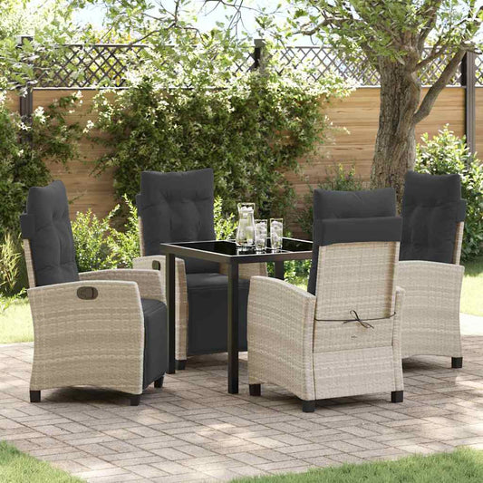 Set da Pranzo per Giardino 5 pcs Grigio chiaro polyrattan - homemem39