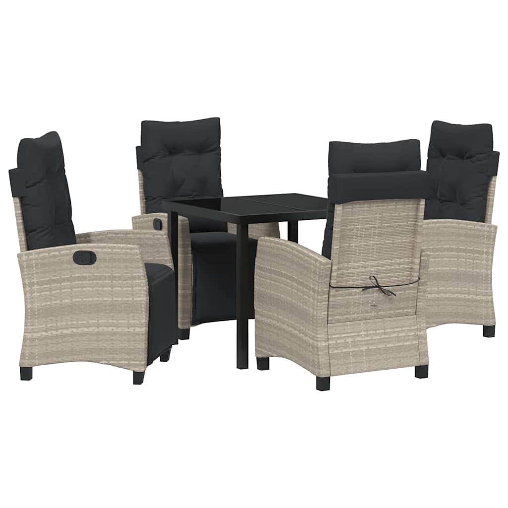 Set da Pranzo per Giardino 5 pcs Grigio chiaro polyrattan - homemem39