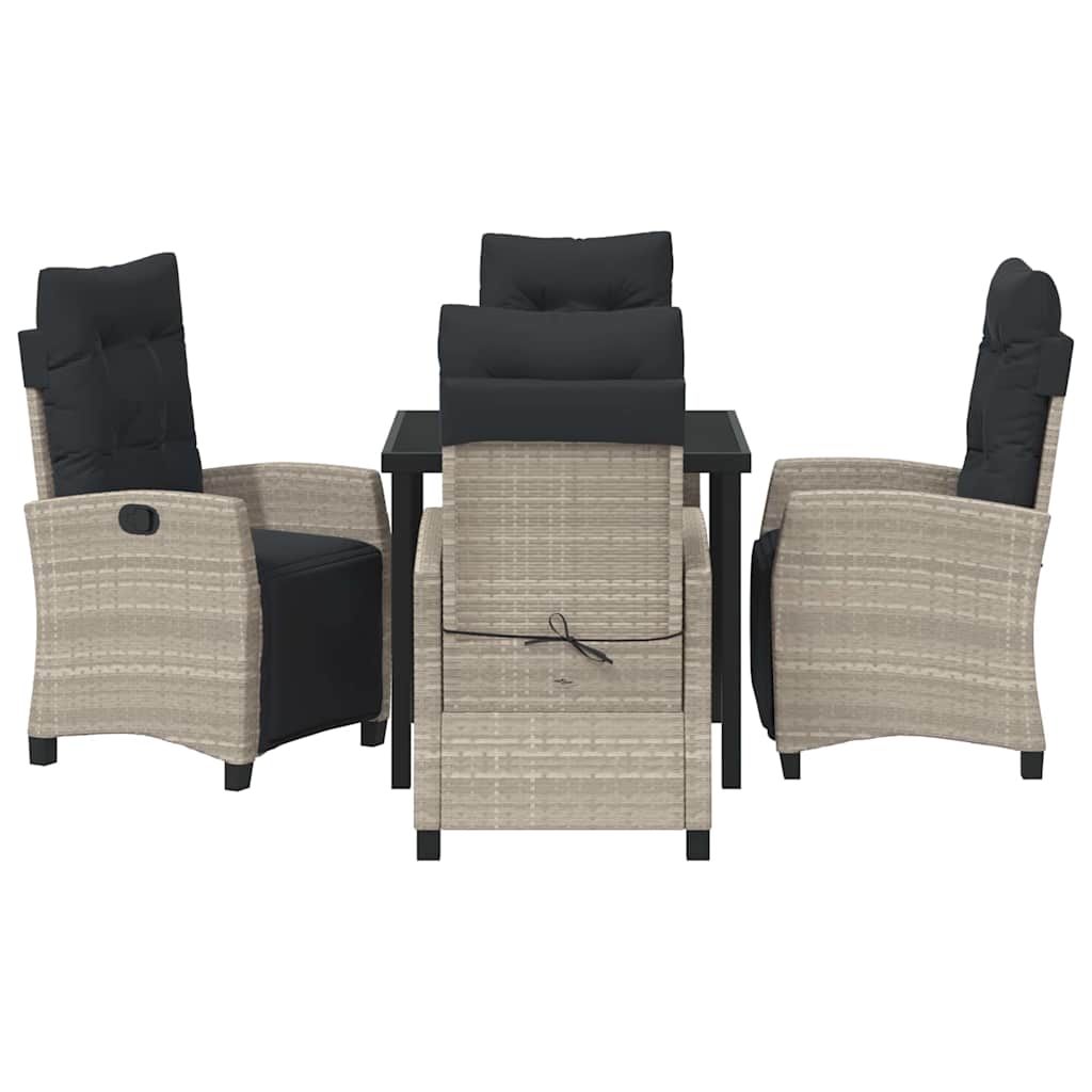 Set da Pranzo per Giardino 5 pcs Grigio chiaro polyrattan - homemem39