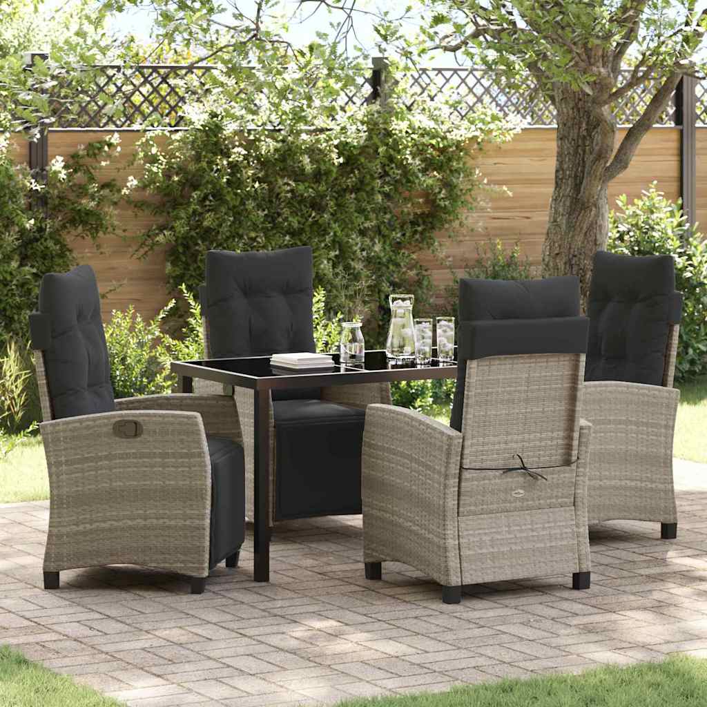 Set da Pranzo per Giardino 5 pcs Grigio chiaro polyrattan - homemem39