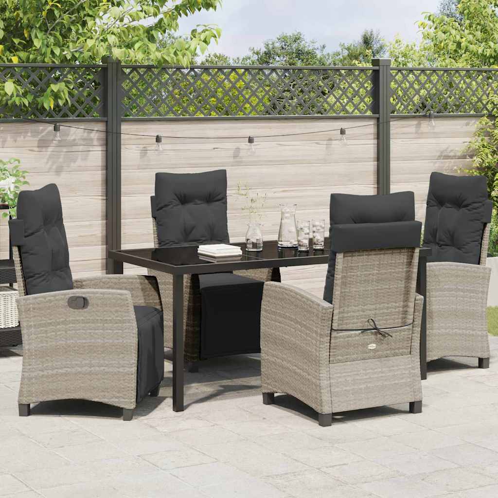 Set da Pranzo per Giardino 5 pcs Grigio chiaro polyrattan - homemem39