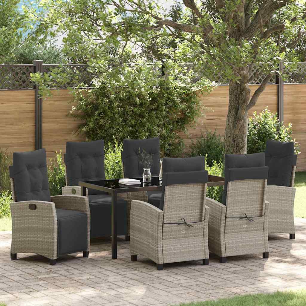 Set da Pranzo per Giardino 7 pcs Grigio chiaro polyrattan - homemem39