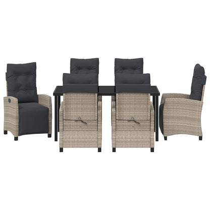 Set da Pranzo per Giardino 7 pcs Grigio chiaro polyrattan - homemem39