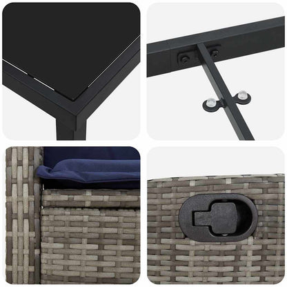 Set da Pranzo per Giardino con cuscino 3 pcs Grigio polyrattan | homemem39