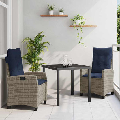 Set da Pranzo per Giardino con cuscino 3 pcs Grigio polyrattan | homemem39
