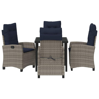 Set da Pranzo per Giardino con cuscino 5 pcs Grigio polyrattan | homemem39