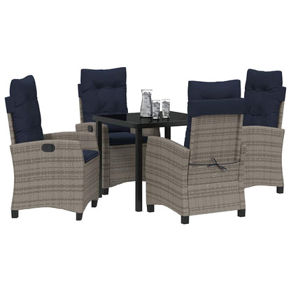 Set da Pranzo per Giardino con cuscino 5 pcs Grigio polyrattan | homemem39
