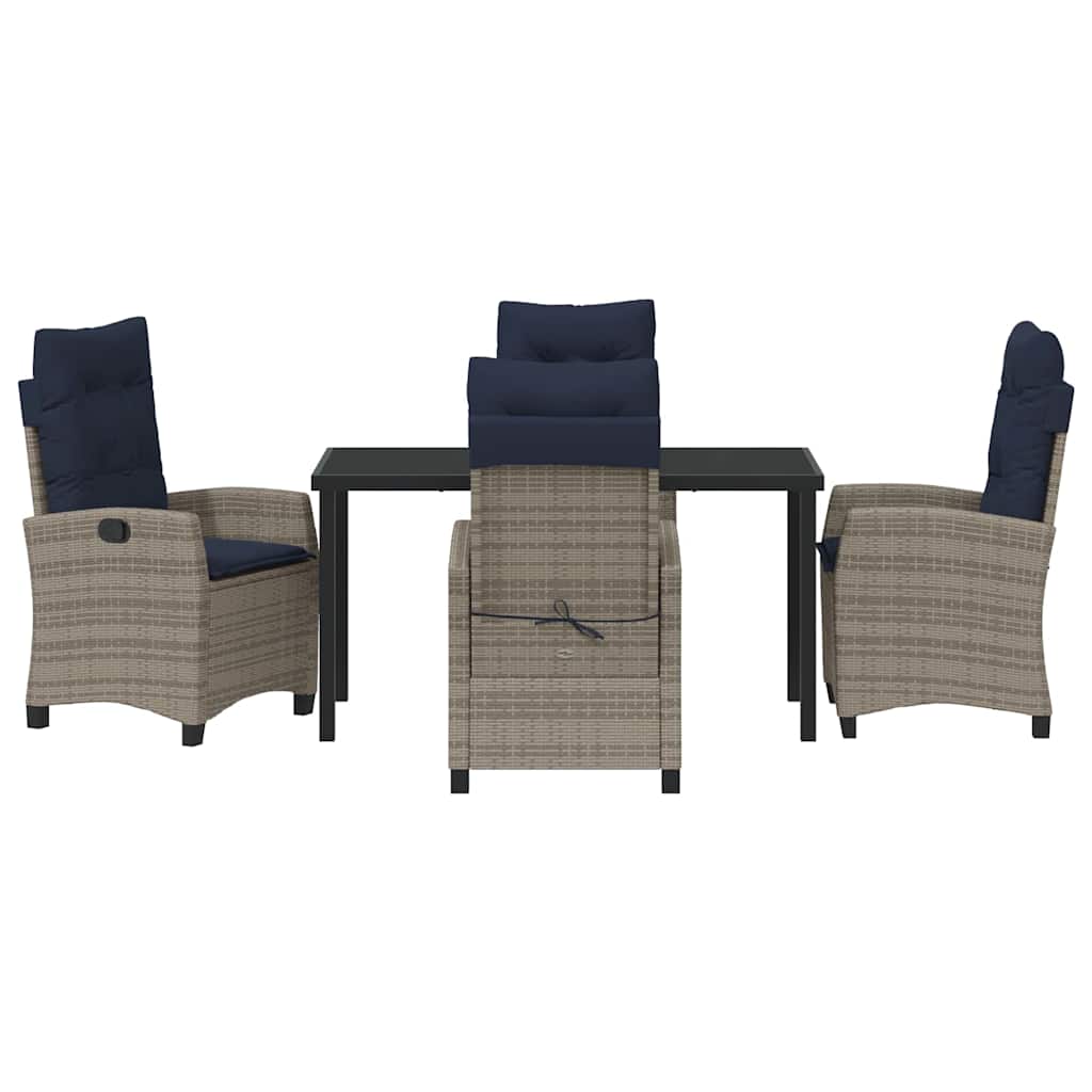 Set da Pranzo per Giardino con cuscino 5 pcs Grigio polyrattan | homemem39