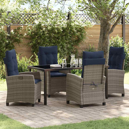 Set da Pranzo per Giardino con cuscino 5 pcs Grigio polyrattan | homemem39