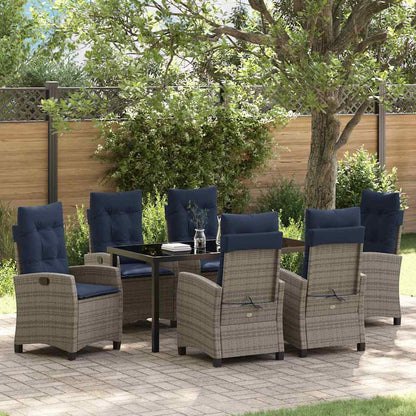 Set da Pranzo per Giardino con cuscino 7 pcs Grigio polyrattan | homemem39