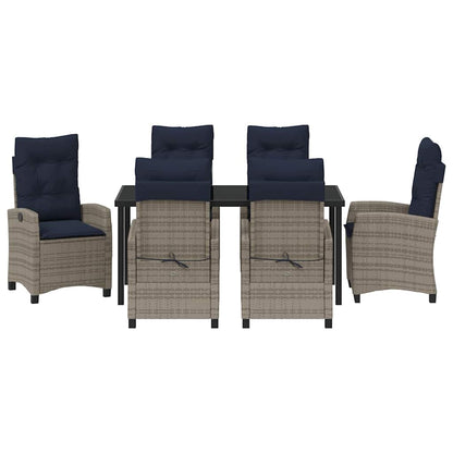 Set da Pranzo per Giardino con cuscino 7 pcs Grigio polyrattan | homemem39